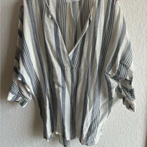 Carly Jean Los Angeles Striped Blouse - Blue and White